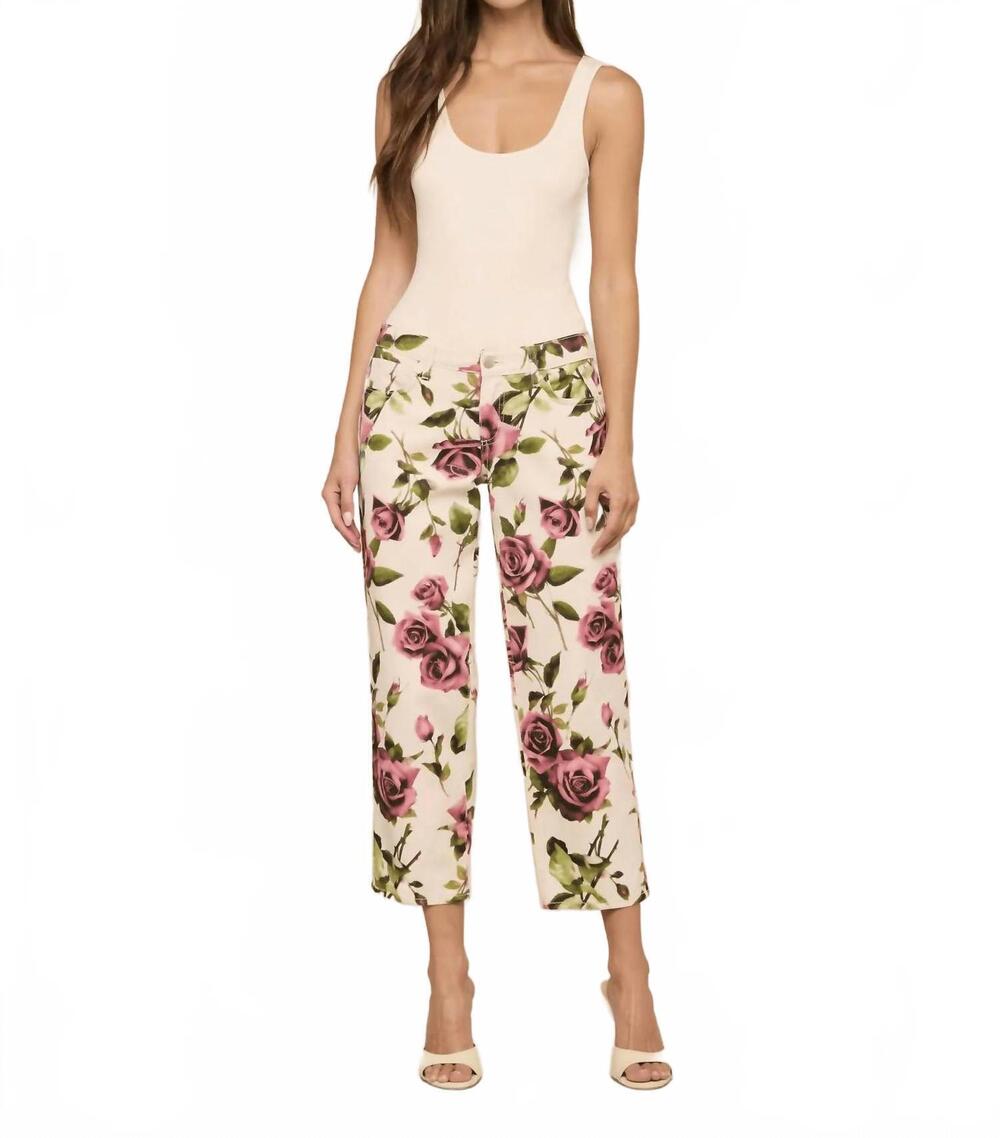 NEW L'AGENCE blaine cropped stovepipe jean in ecru / mauve romantic rose